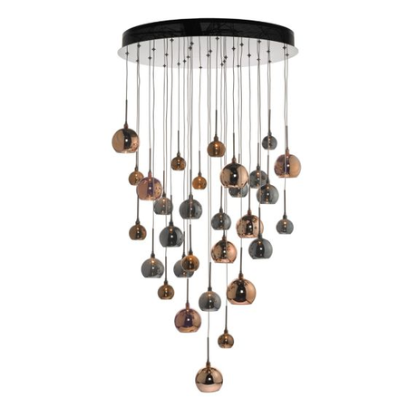 Lampa suspendata Aurelia 30lt Cluster Pendant Black Chrome & Copper/Bronze Glass 3M Drop