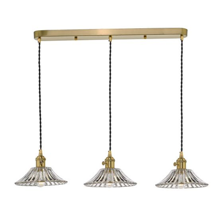 Lampa suspendata Hadano 3 Light Brass Suspension With Flared Glass Shades