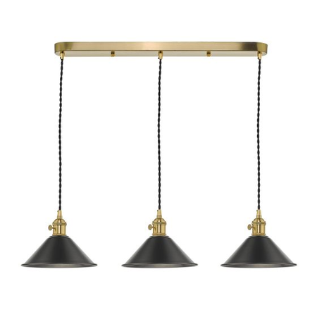 Lampa suspendata Hadano 3 Light Brass Suspension With Antique Pewter Shades