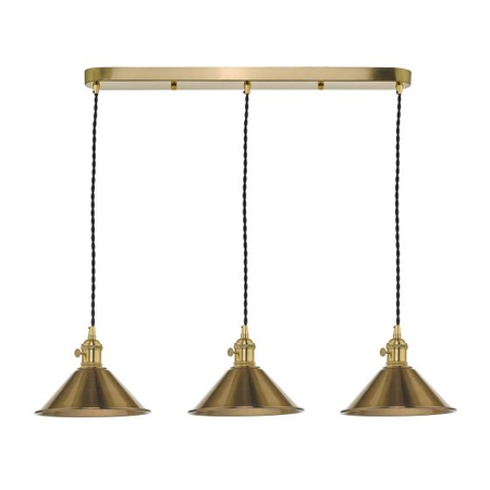 Lampa suspendata Hadano 3 Light Brass Suspension With Aged Brass Shades