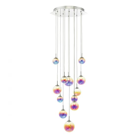 Lampa suspendata Cesario 12 Light Cluster Pendant Polished Chrome Iridised Glass LED