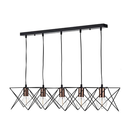 Lampa suspendata Midi Cage 5 Light Bar Pendant Matt Black Bright & Copper