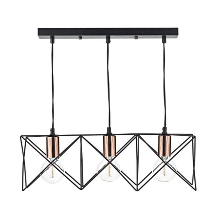 Lampa suspendata Midi 3 Light Bar Pendant Black & Bright Copper Detail