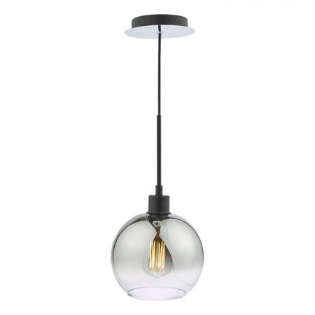 Lampa suspendata Lycia 1 Light Single Pendant Matt Black Ombre Smoked Glass