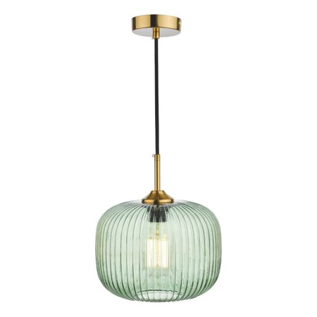 Lampa suspendata Demarius 1 Light Pendant Green Glass Bronze Detail