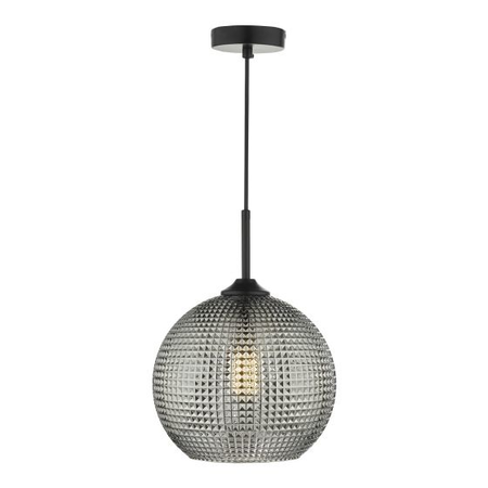 Lampa suspendata Soren 1 Light Pendant Black And Smoked Textured Glass