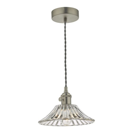 Lampa suspendata Hadano Pendant Antique Chrome With Flared Glass Shade