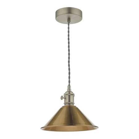 Lampa suspendata Hadano Pendant Antique Chrome With Aged Brass Shade