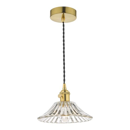 Lampa suspendata Hadano Pendant Natural Brass With Flared Glass Shade