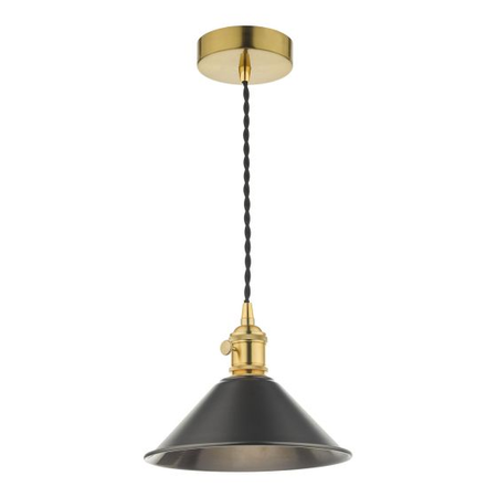 Lampa suspendata Hadano Pendant Natural Brass With Antique Pewter Shade