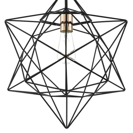 Lampa suspendata Luanda 1 Light Pendant Matt Black & Bright Copper Detail