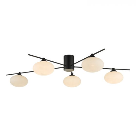 Plafoniera Jasper 5lt Semi Flush Matt Black Opal Glass