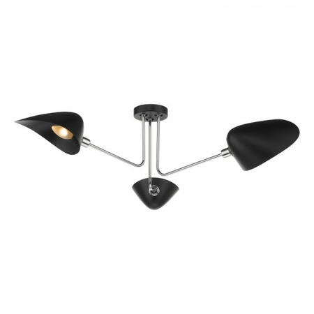 Plafoniera Sebastian 3 Light Semi Flush Matt Black Polished Chrome