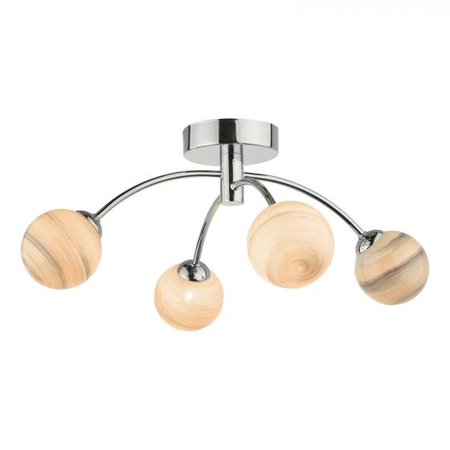 Plafoniera Izzy 4 Light Semi Flush Polished Chrome Planet Glass