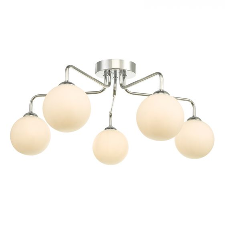 Plafoniera Feya 5 Light Semi Flush Polished Chrome Opal Glass