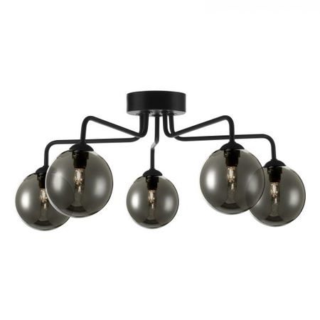 Plafoniera Feya 5 Light Semi Flush Matt Black Smoked Glass