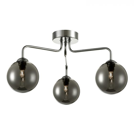 Plafoniera Feya 3 Light Semi Flush Polished Chrome Smoked Glass