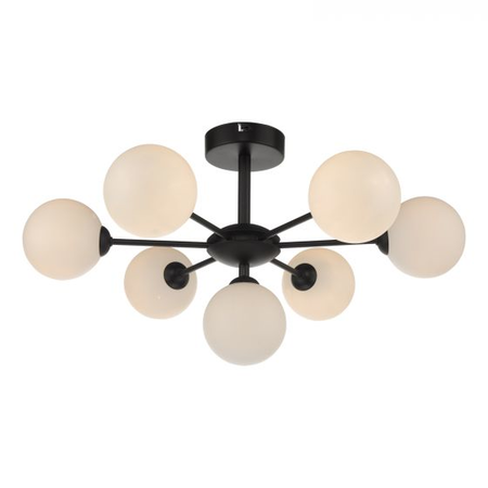 Plafoniera Cohen 7 Light Semi Flush Matt Black Opal Glass