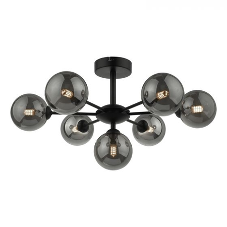 Plafoniera Cohen 7 Light Semi Flush Matt Black Smoked Glass