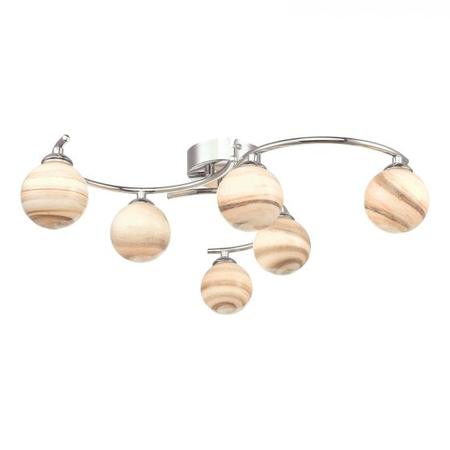 Plafoniera Atiya 6 Light Semi Flush Polished Chrome With Planet Style Glass