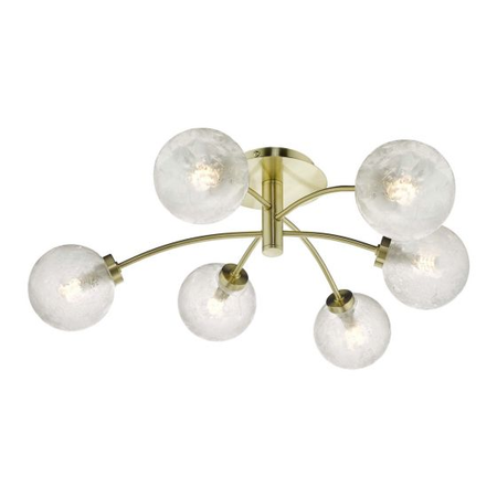 Plafoniera Avari 6 Light Semi Flush Satin Brass And Clear Frosted Glass