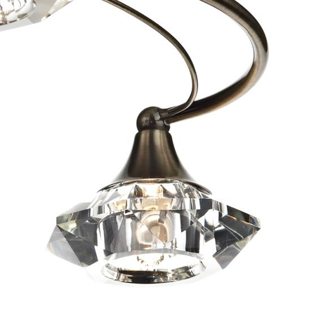 Plafoniera Luther 4 Light Semi Flush Antique Brass Crystal