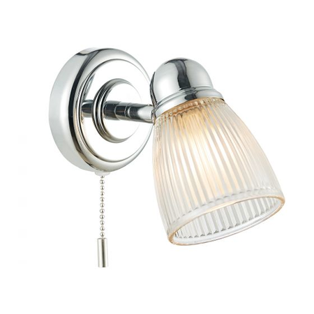 Aplica cedric bathroom single wall spotlight polished chrome glass ip44