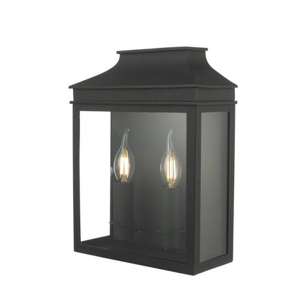 Aplica vapour 2 light coach lantern outdoor wall light matt black ip44