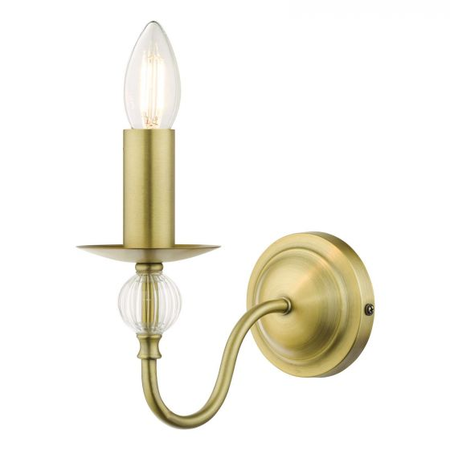 Aplica lyzette wall light aged brass ribbed glass