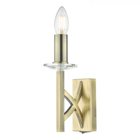 Aplica Lyon 1 Light Wall Light Antique Brass Crystal