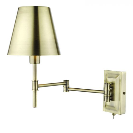 Aplica kensington 1 light swing arm wall light antique brass
