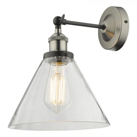 Aplica Ray Single Wall Light Antique Nickel Clear Glass