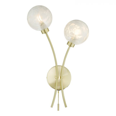 Aplica Avari 2 Light Wall Light Satin Brass Glass