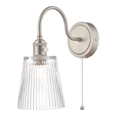 Aplica Hadano Wall Light Antique Chrome With Clear Ribbed Glass Shade