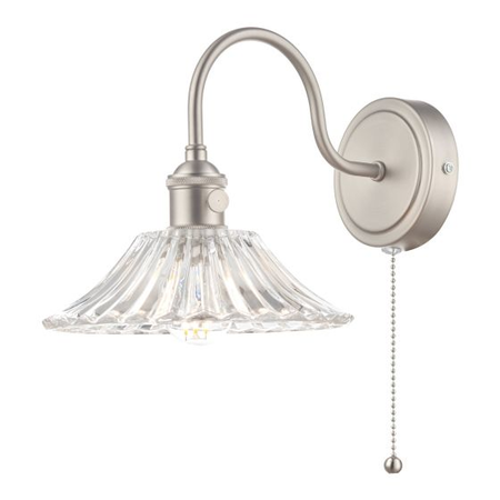 Aplica Hadano Wall Light Antique Chrome With Clear Flared Glass shade