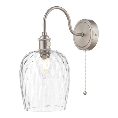 Aplica Hadano Wall Light Antique Chrome With Clear Dimpled Glass Shade