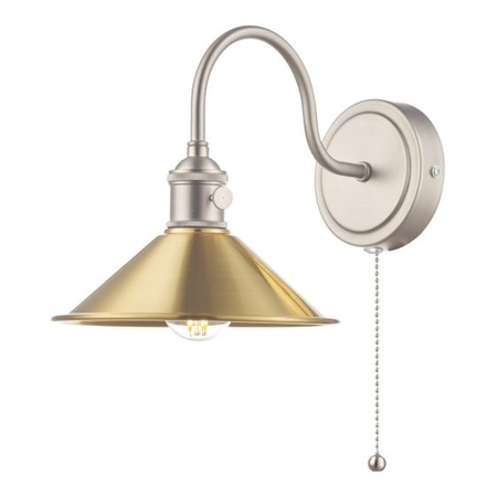 Aplica Hadano Wall Light Antique Chrome With Aged Brass Shade