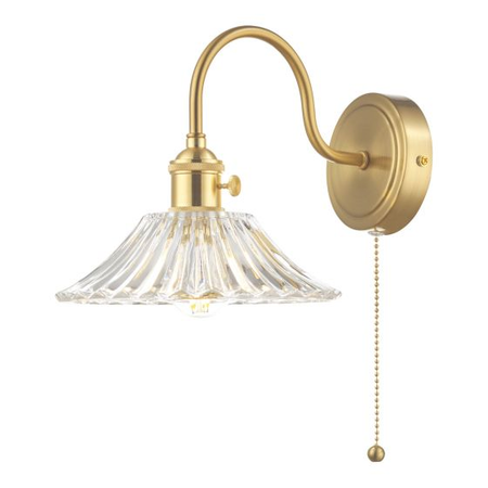 Aplica Hadano Wall Light Brass With Clear Flared Glass Shade