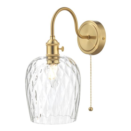 Aplica Hadano Wall Light Brass With Clear Dimpled Shade