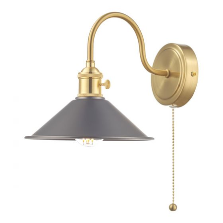 Aplica Hadano Wall Light Brass With Antique Pewter Shade