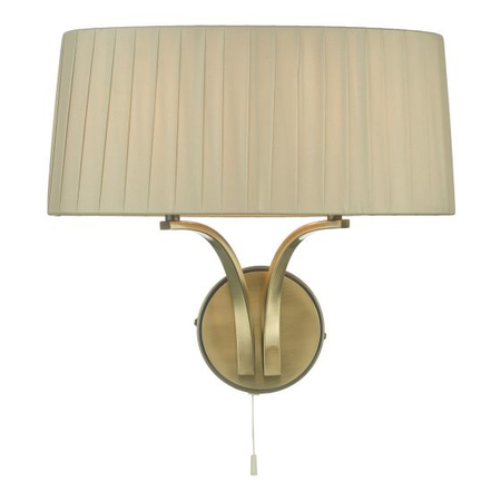 Aplica Cristin 2 Light Wall Light Antique Brass With Taupe Shade