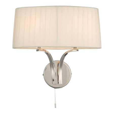 Aplica Cristin 2 Light Wall Light Polished Nickel With Ivory Shade