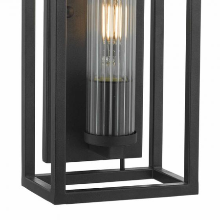 Aplica Felipe Wall Light Black & Ribbed Glass