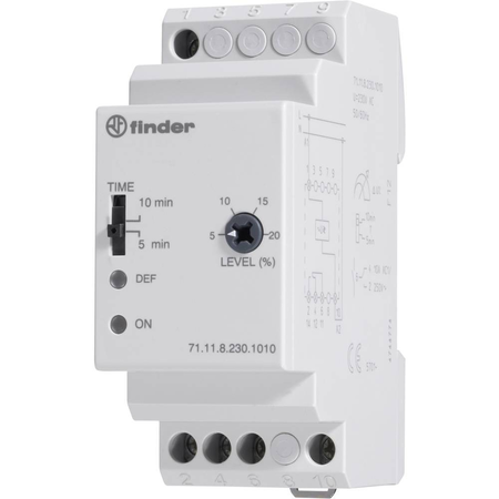 Releu de supraveghere/monitorizare și control - 1 contact, 10 A, Fara memorarea defectului, C (contact comutator), 230 V, C.A. (50/60Hz), Supravegherea retelei monofazate de C.A., Valoare de detectie reglabila, Doua trepte de intarziere selectabile