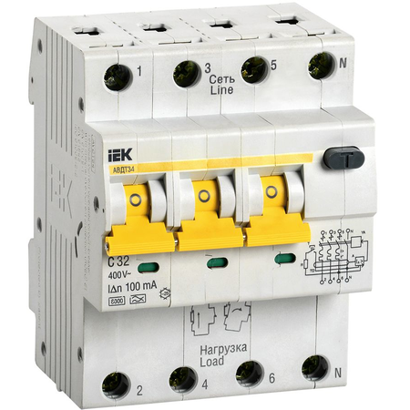 Tetrapolara cu protectie diferentiala RCBO AVDT 34 C32 100mA 6kA