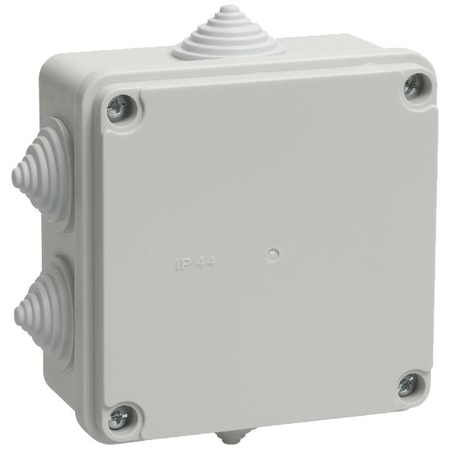 Doza KM41234 pull box pentru montaj aparent 100x100x50 mm IP55 (RAL7035, 6 lead-ins)