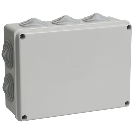 Doza KM41243 pull box pentru montaj aparent 190x140x70 mm IP44 (RAL7035, 10 lead-ins)