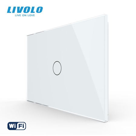 Intrerupator simplu, standard italian, conexiune WiFi, cu panou sticla, 3M Alb