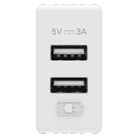 Priza dubla USB - 1 MODUL -5V 3A SYSTEM ALB