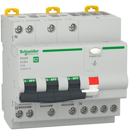 Siguranta automata tetrapolara diferentiala 4P/AC 16A/0,03MA RCBO